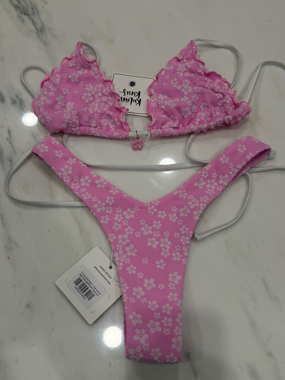 Kulani Kinis Pink Floral Ruffle Triangle Bikini